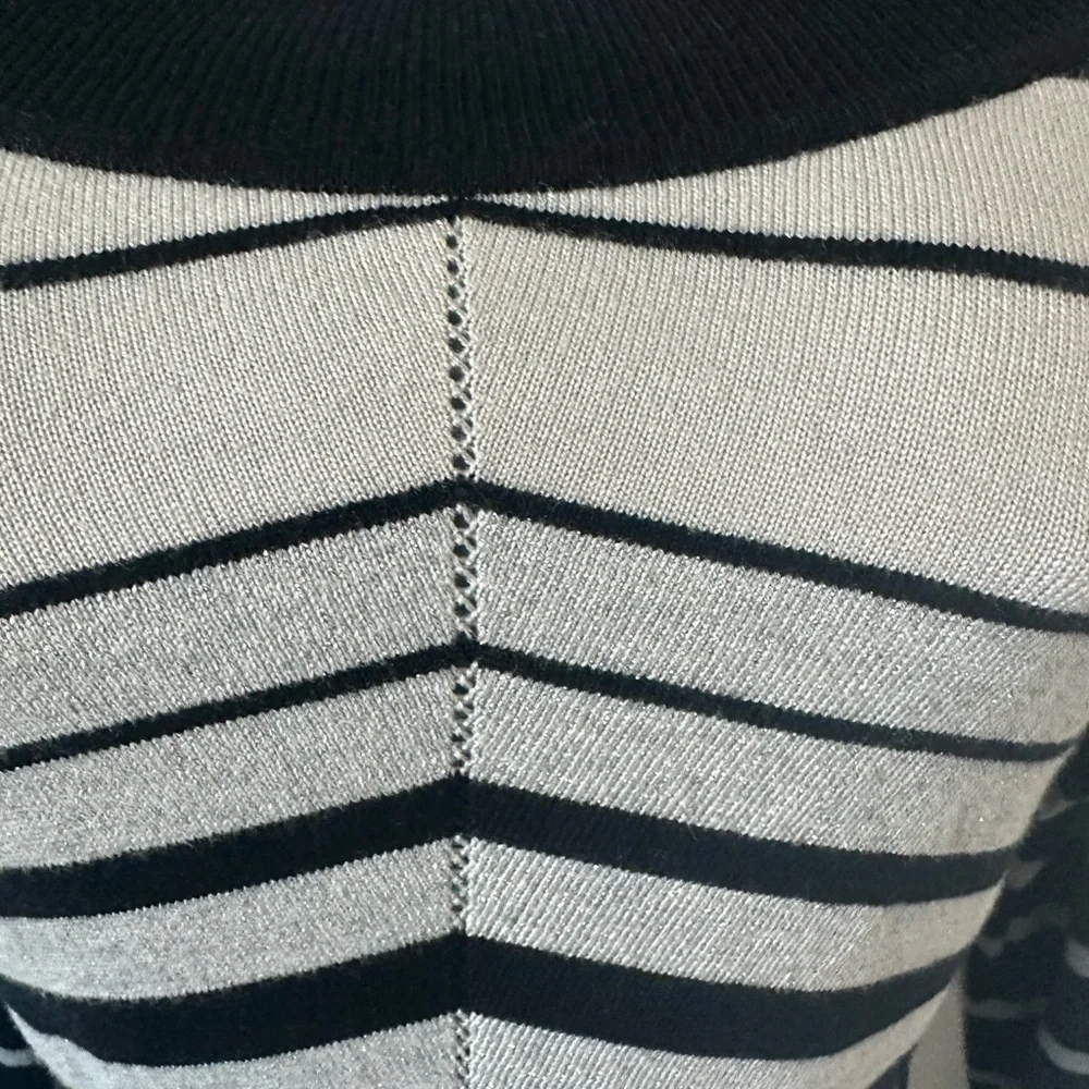 White House Black Market Black and Cream Striped Sweater - Picture 3 of 7